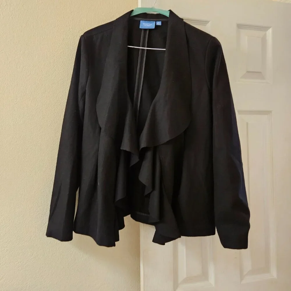 Simply Vera black wool blend Whimsygoth waterfall front Cardigan jacket XL NWT